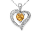 2/5 Carat (ctw) Natural Citrine Heart Pendant Necklace in Sterling Silver with Chain